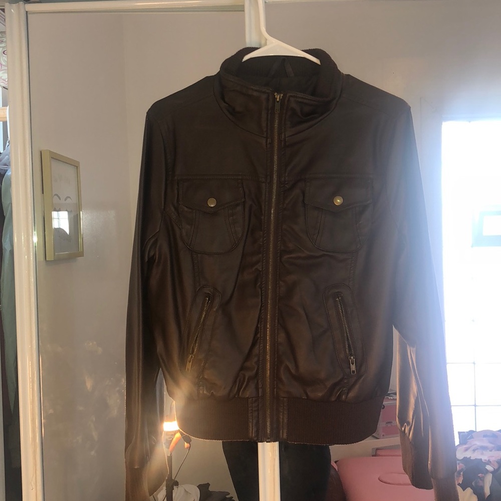 Brown leather jacket